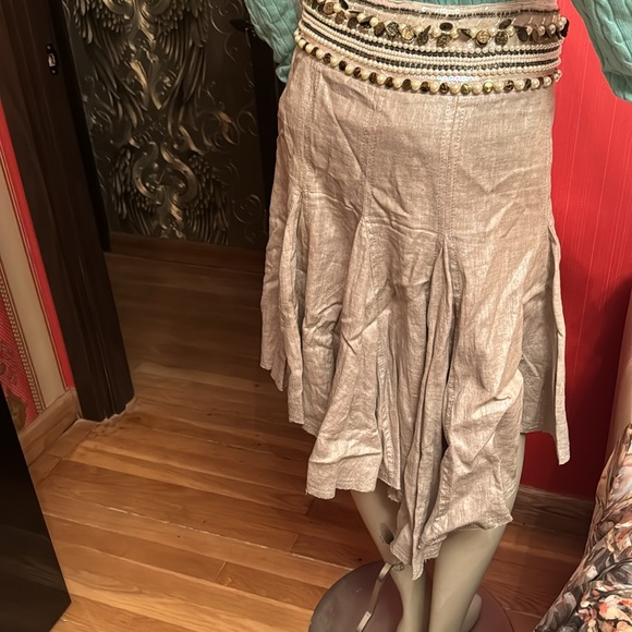 Gizia metallic linen embellished belt high low skirt EU 36 - Picture 9 of 15